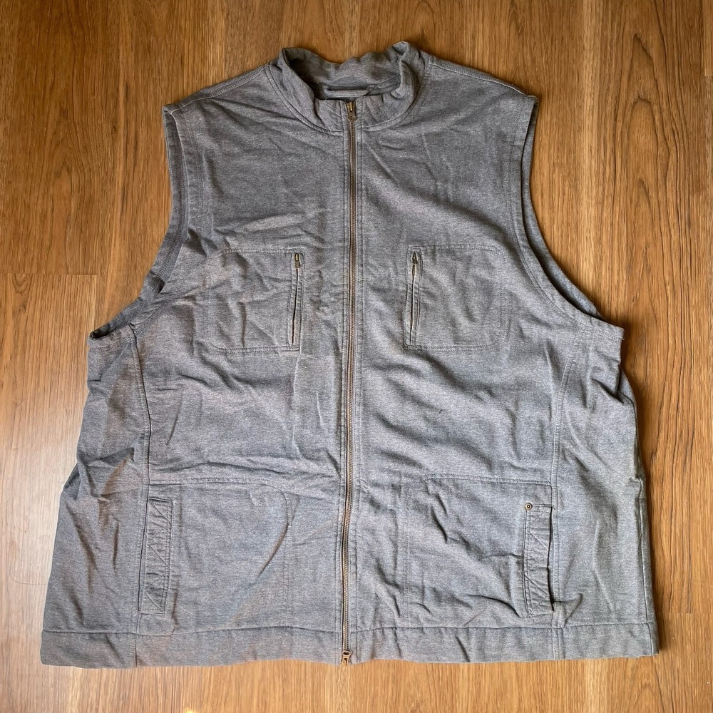 King Size Men's 4XL  Gray Vest Heavy 4 Pocket Full Zip Work Preppy Nice Warm